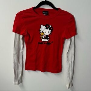 Y2K SANRIO women's red white hello kitty layered longsleeve tee, M.